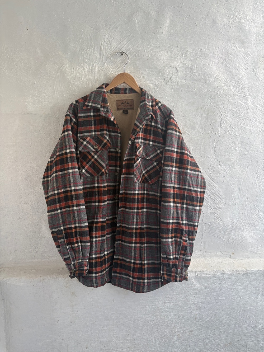 Mens Large Legendary Whitetails Lined Flannel Shirt Jacket